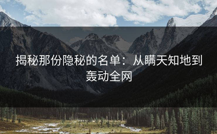 揭秘那份隐秘的名单：从瞒天知地到轰动全网